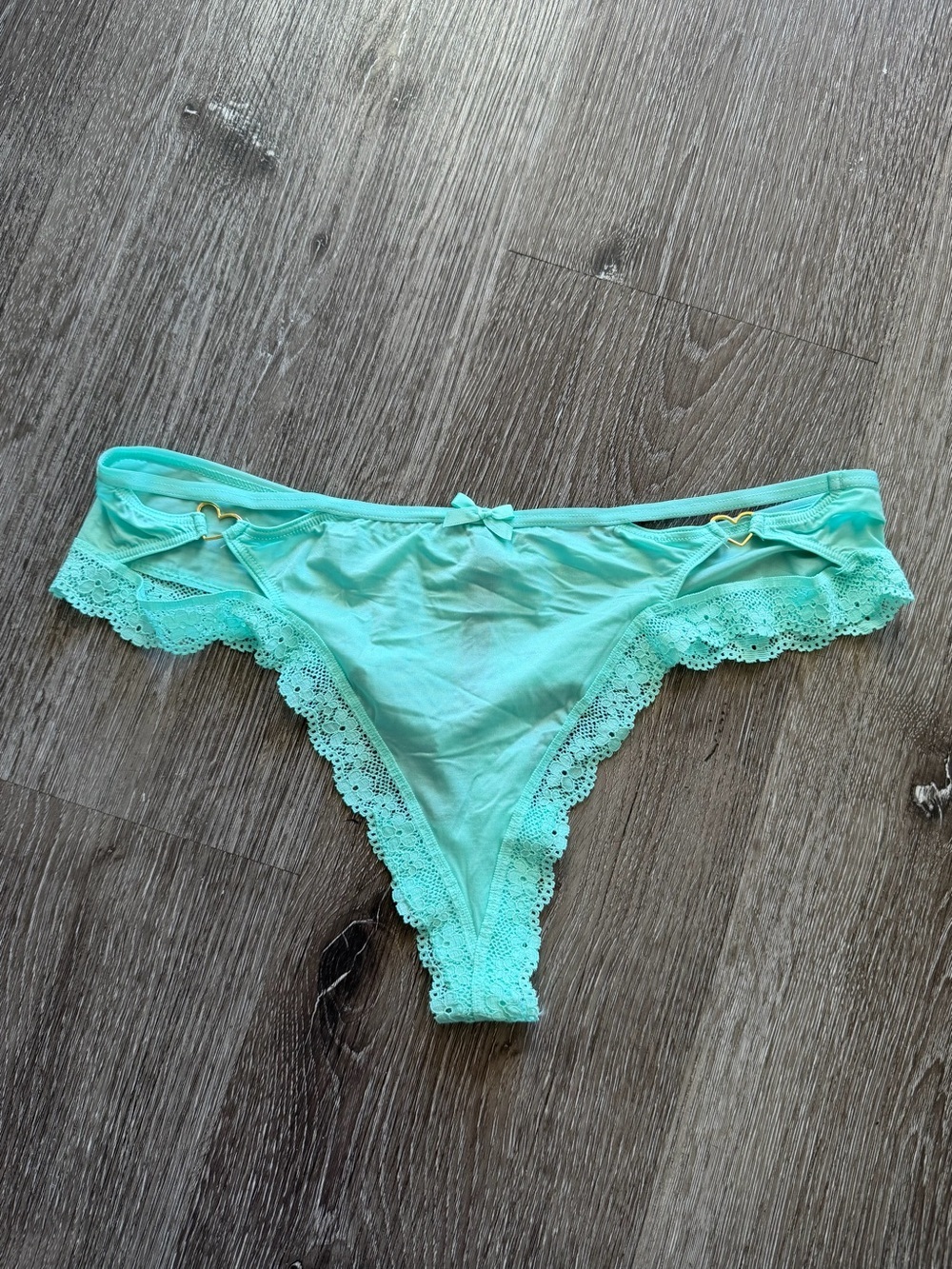 Victoria's Secret Mint Lace-Trim Thong